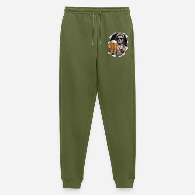 Marco Aurelio con occhiali da sole e birra - Pantaloni da jogging ecologici premium da uomo - kaki