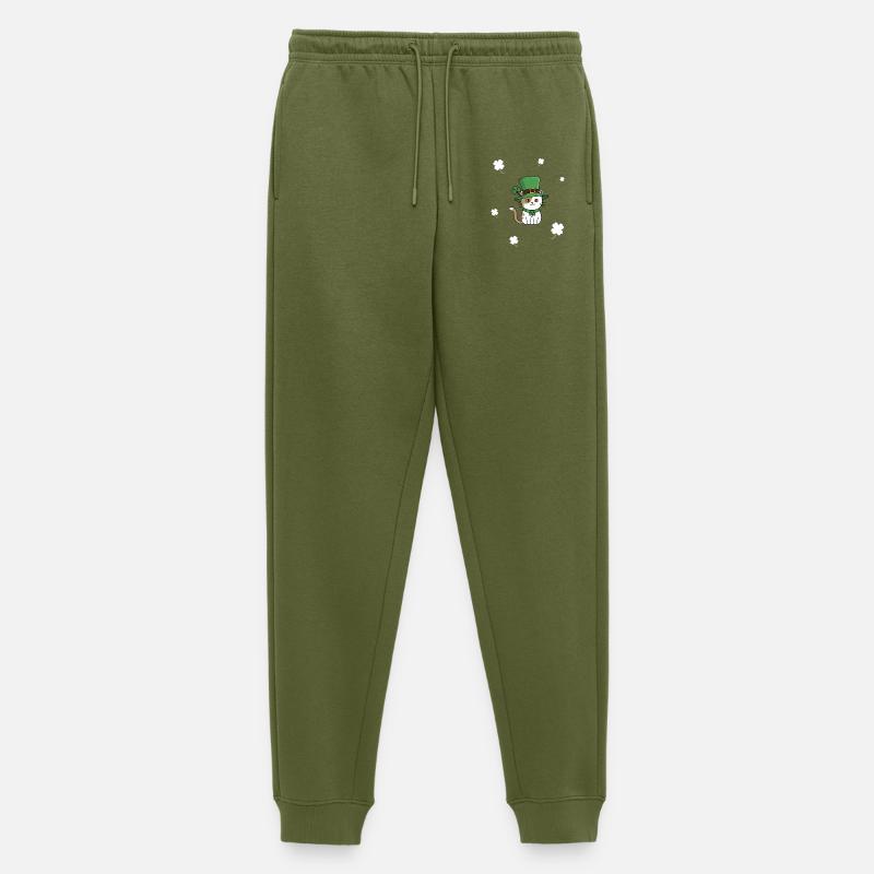 St Patrick's Day Cat - Men's Premium Organic Joggers - khaki