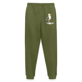 Möwe auf Forelle Cartoon - Männer Premium Bio Jogginghose - Khaki - Vorne - Thijin (182cm)