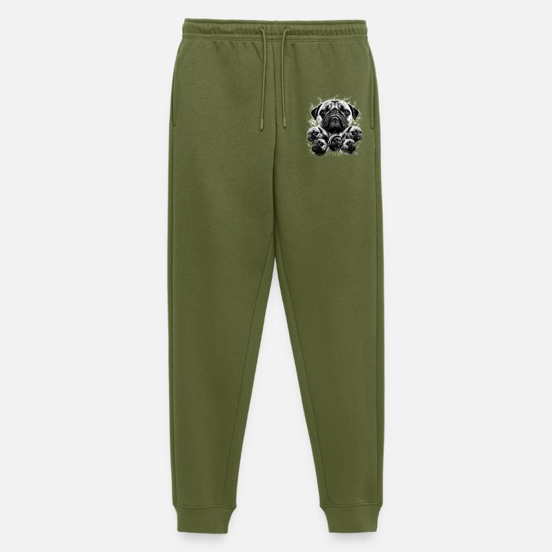 Monochrome Pug Collage - Männer Premium Bio Jogginghose - Khaki