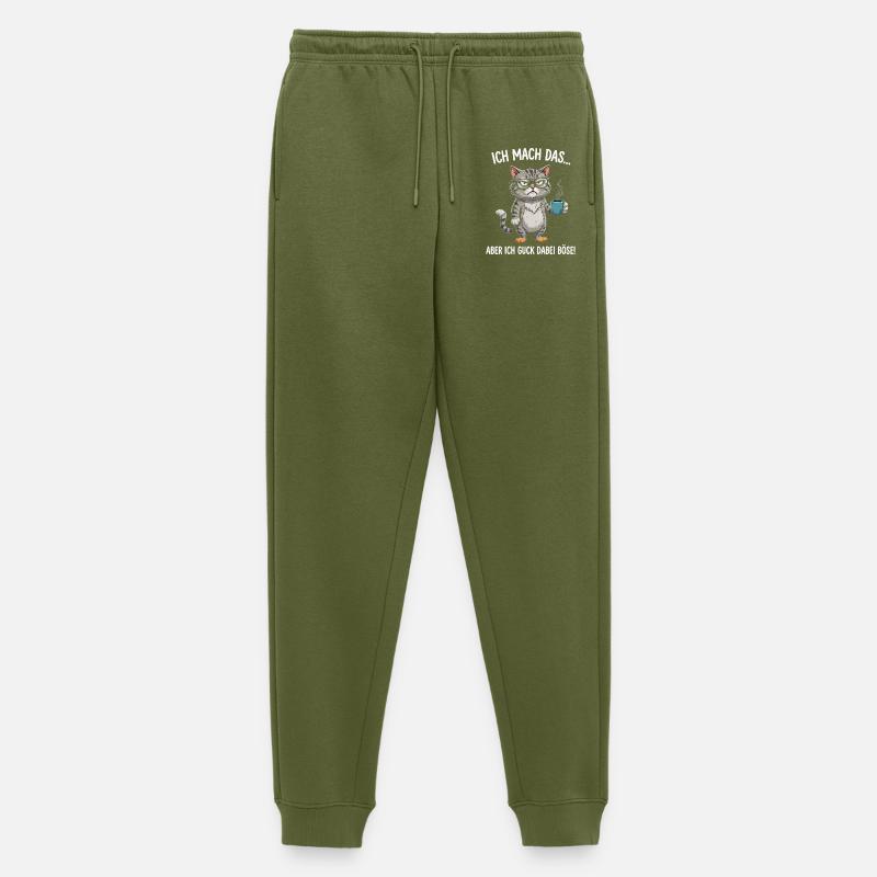 Grimmige Kaffee-Katze - Männer Premium Bio Jogginghose - Khaki