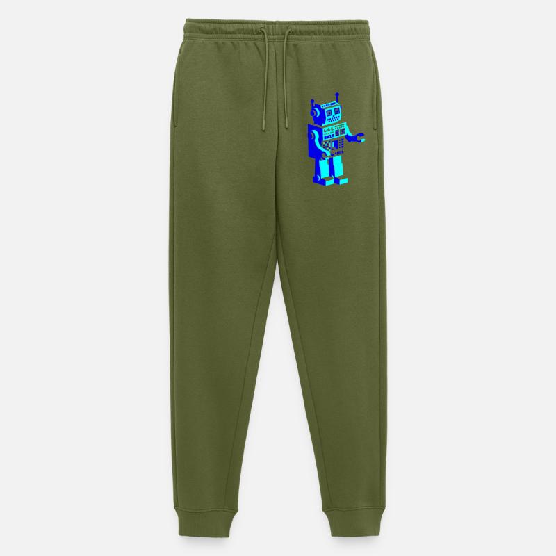 retro robot roboter - Männer Premium Bio Jogginghose - Khaki