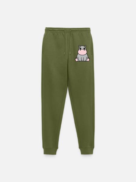 Bébé hippopotame mignon assis à Kawaii - Pantalon de jogging Premium bio Homme - kaki