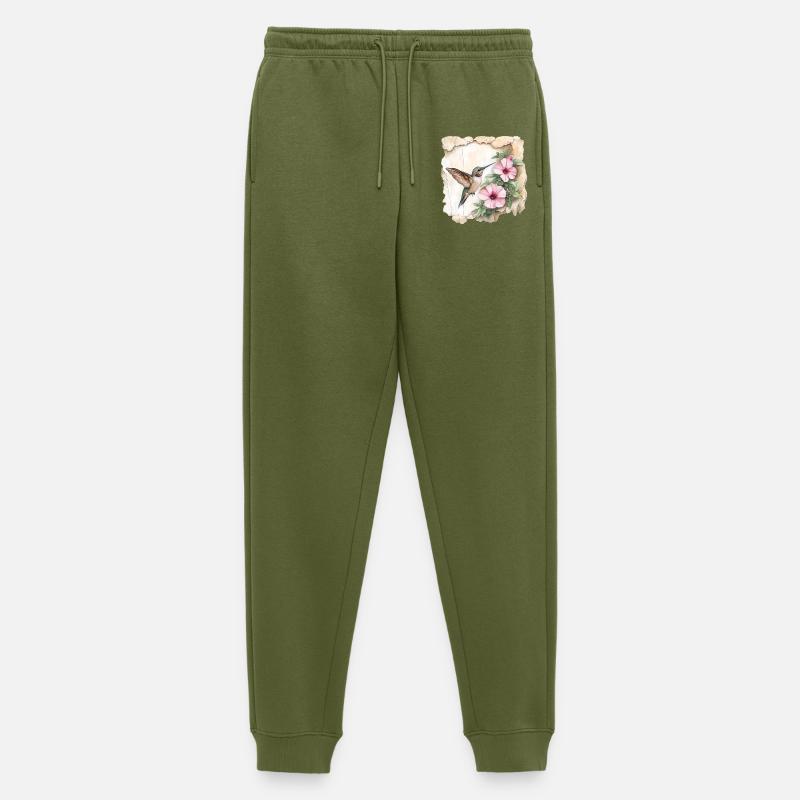 Kolibri mit Blüten - Männer Premium Bio Jogginghose - Khaki