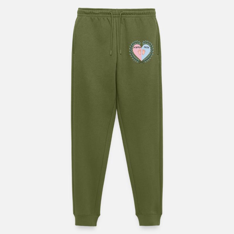 Mama & Papa Herz mit Babyfüßen - Männer Premium Bio Jogginghose - Khaki