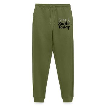 Fake A Smile Today - Men's Premium Organic Joggers - khaki - Front - Thijin (182cm)