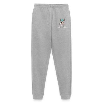 Chibi Warrior with Katana - Men's Premium Organic Joggers - heather grey - Front - Thijin (182cm)