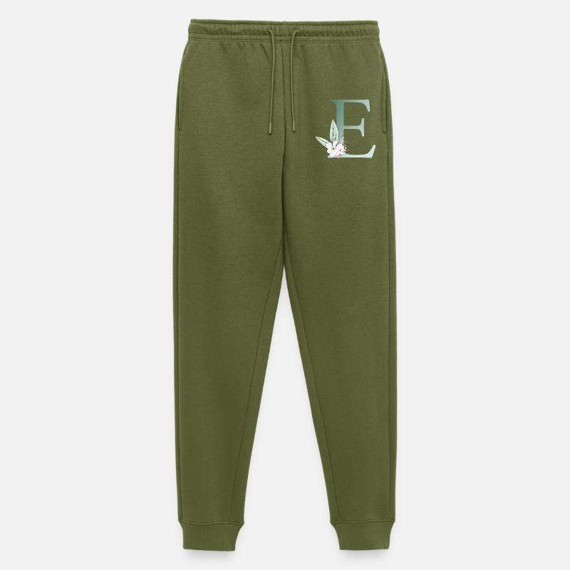 E Monogramm, Floral, personalisierbar - Männer Premium Bio Jogginghose - Khaki