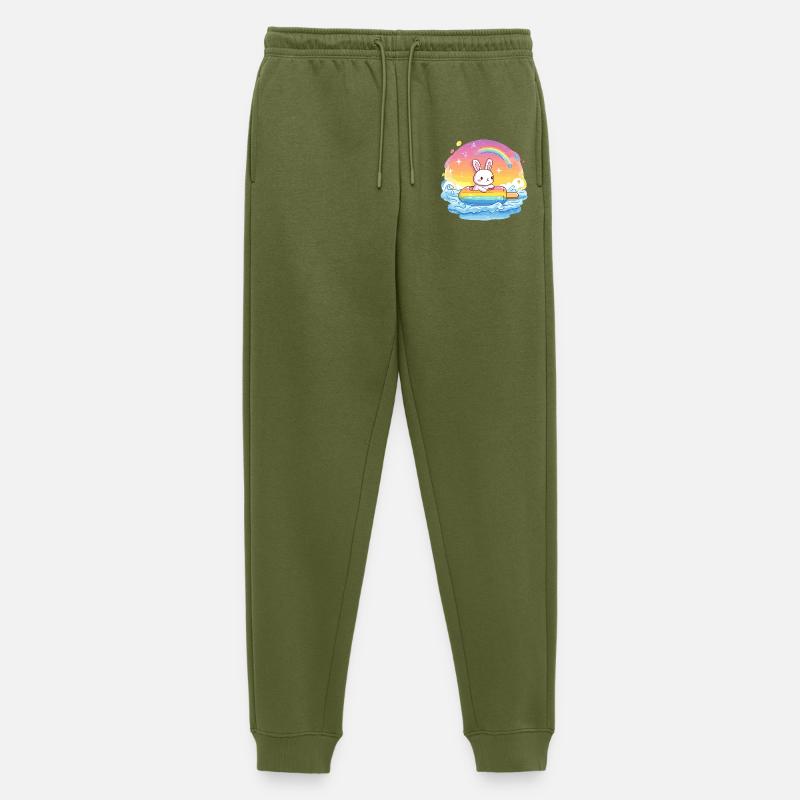 Kleines Bunny surft Regenbogenmeer - Männer Premium Bio Jogginghose - Khaki
