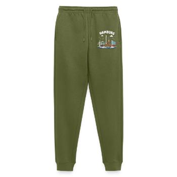 Hamburg Skyline Coastal Magic - Men's Premium Organic Joggers - khaki - Front - Thijin (182cm)