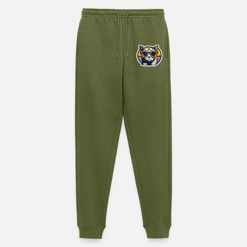 Katze mit Brille - Männer Premium Bio Jogginghose - Khaki
