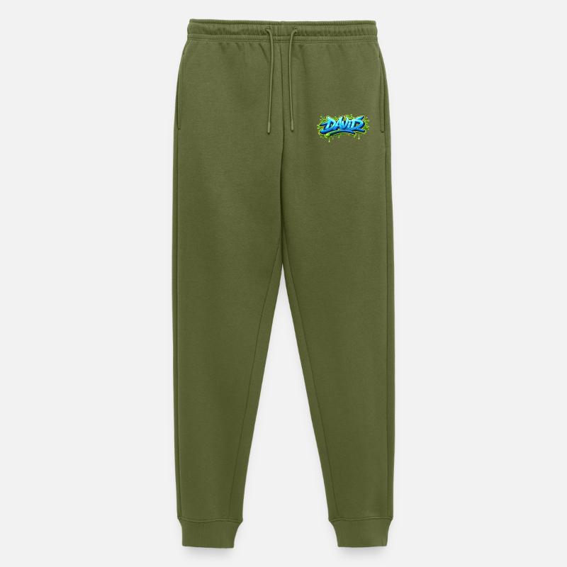 Graffiti name DAVID printable on everything - Men's Premium Organic Joggers - khaki