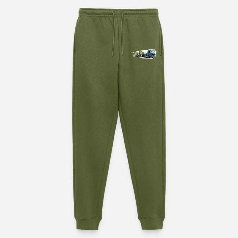 Low-loader with wheel loader - Men's Premium Organic Joggers - khaki