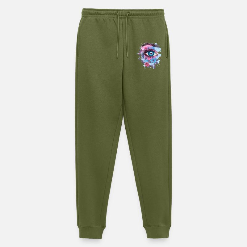 Blaues psychedelisches blumiges Auge - Männer Premium Bio Jogginghose - Khaki