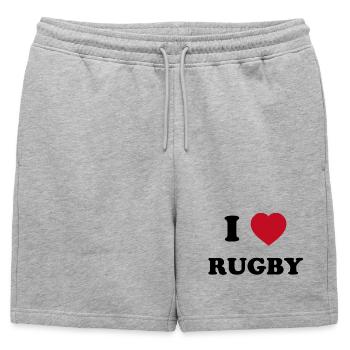 I Love Rugby - Mens' Premium Organic Sweatshorts - heather grey - Front - AI Model Male 178 light (178cm)