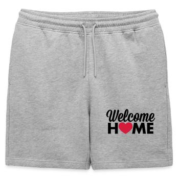 Welcome Home heart - Mens' Premium Organic Sweatshorts - heather grey - Front - AI Model Male 178 light (178cm)