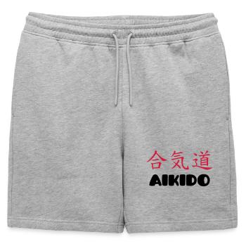 Aikido - Short de survêtement homme premium - gris chiné - Devant - AI Model Male 178 light (178cm)