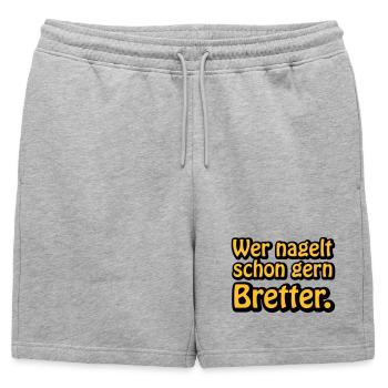 Wer nagelt schon gern Bretter | ficken | poppen - Short de survêtement homme premium - gris chiné - Devant - AI Model Male 178 light (178cm)