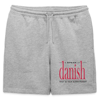 Super Power Danish - Mens' Premium Organic Sweatshorts - heather grey - Front - AI Model Male 178 light (178cm)