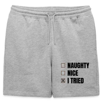 Noël - Short de survêtement homme premium - gris chiné - Devant - AI Model Male 178 light (178cm)