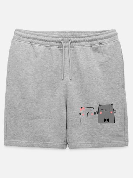 Katzen Katzenpaar Pärchen Brautpaar Hochzeit - Männer Premium Organic Sweatshorts - Grau meliert