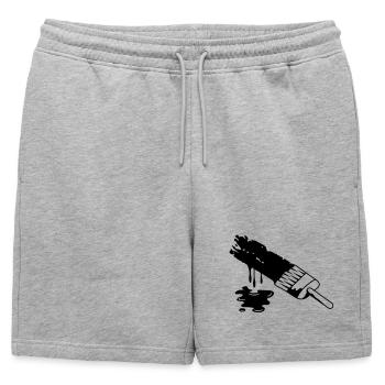 Un pinceau et la peinture coule - Short de survêtement homme premium - gris chiné - Devant - AI Model Male 178 light (178cm)