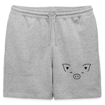 Pig piglet sow - Mens' Premium Organic Sweatshorts - heather grey - Front - AI Model Male 178 light (178cm)