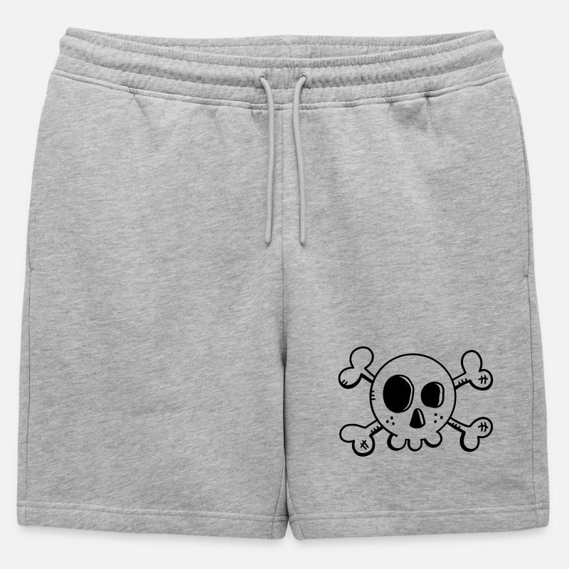 Comic Totenschädel - Schädel - Pirat - Skull - Männer Premium Organic Sweatshorts - Grau meliert