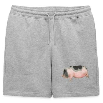 cochon - Short de survêtement homme premium - gris chiné - Devant - AI Model Male 178 light (178cm)