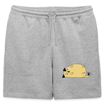 Chien regarde sa queue - Short de survêtement homme premium - gris chiné - Devant - AI Model Male 178 light (178cm)
