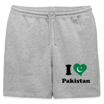 I love Pakistan - J'aime le Pakistan - Short de survêtement homme premium - gris chiné - Devant - AI Model Male 178 light (178cm)