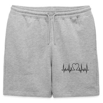 Frequent heart - Mens' Premium Organic Sweatshorts - heather grey - Front - AI Model Male 178 light (178cm)