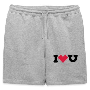 i love u - Short de survêtement homme premium - gris chiné - Devant - AI Model Male 178 light (178cm)