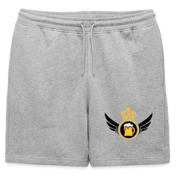 Beer Lord | Wings | Crown | Krone - Short de survêtement homme premium - gris chiné - Devant - AI Model Male 178 light (178cm)