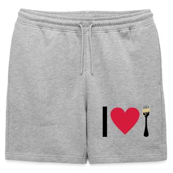 I love Pasta - Mens' Premium Organic Sweatshorts - heather grey - Front - AI Model Male 178 light (178cm)