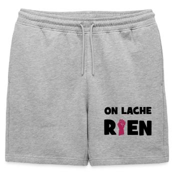 On lâche rien ! - Short de survêtement homme premium - gris chiné - Devant - AI Model Male 178 light (178cm)