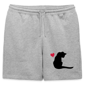 Chat - Short de survêtement homme premium - gris chiné - Devant - AI Model Male 178 light (178cm)