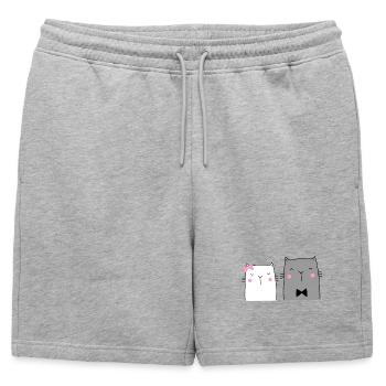 Cadeau de mariage du couple de chats - Short de survêtement homme premium - gris chiné - Devant - AI Model Male 178 light (178cm)