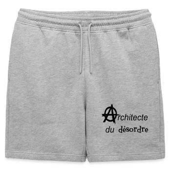 tee shirt anarchie architecte du désordre tote bag - Short de survêtement homme premium - gris chiné - Devant - AI Model Male 178 light (178cm)