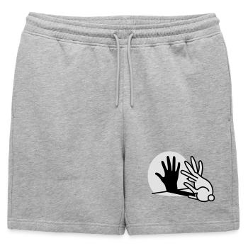 Ombre chinoise, main, lapin - Short de survêtement homme premium - gris chiné - Devant - AI Model Male 178 light (178cm)