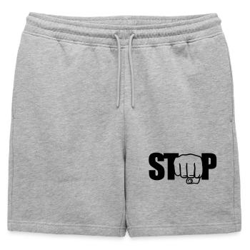 Stop | Faust | Fist - Short de survêtement homme premium - gris chiné - Devant - AI Model Male 178 light (178cm)