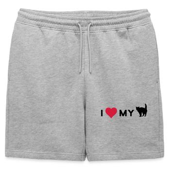i love my cat - Short de survêtement homme premium - gris chiné - Devant - AI Model Male 178 light (178cm)