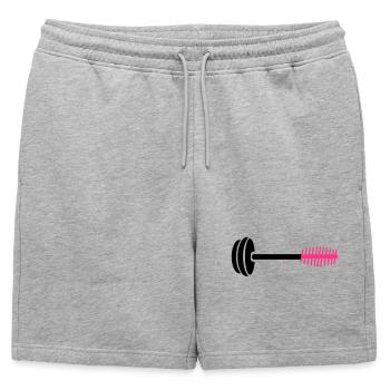 Icône de peigne rose néon - Short de survêtement homme premium - gris chiné - Devant - AI Model Male 178 light (178cm)
