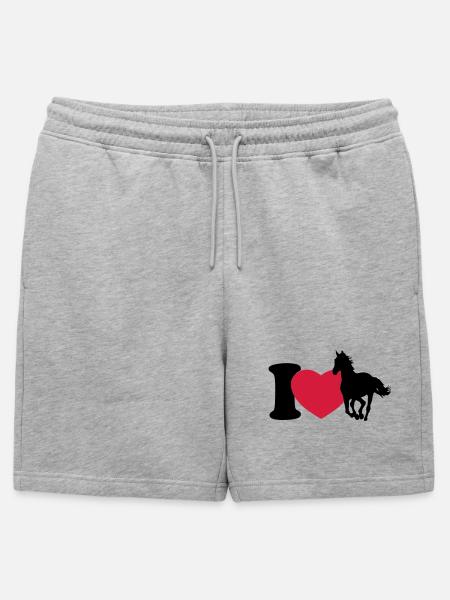 I love horses - Mens' Premium Organic Sweatshorts - heather grey