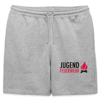 Young firefighters with flame - Mens' Premium Organic Sweatshorts - heather grey - Front - AI Model Male 178 light (178cm)