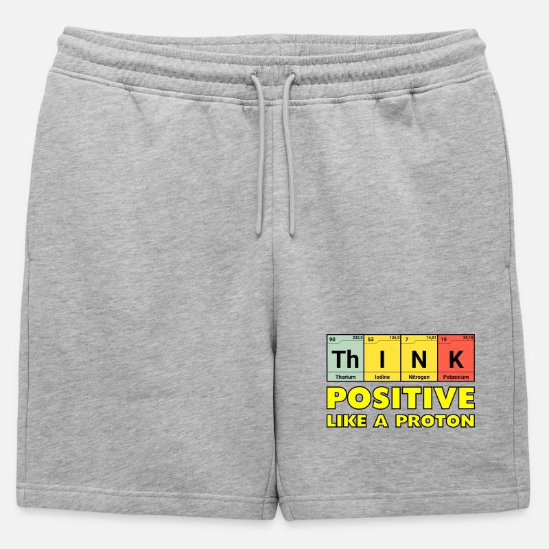 Denke Positiv, wie ein Proton - Männer Premium Organic Sweatshorts - Grau meliert
