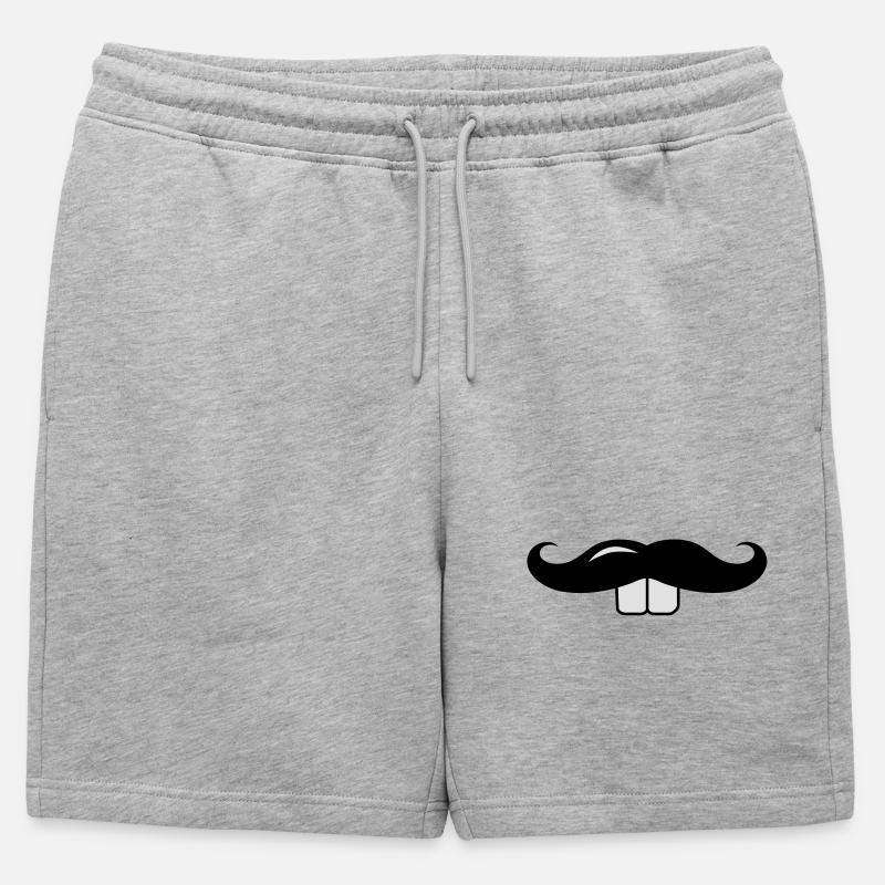 Schnurrbart mit Hasenzähne - Männer Premium Organic Sweatshorts - Grau meliert