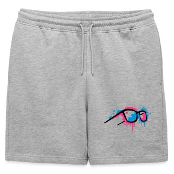 Lunettes 3D dans un style de graffiti - Short de survêtement homme premium - gris chiné - Devant - AI Model Male 178 light (178cm)