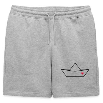 Bateau en papier bateau coeur je héberge un cadeau d'amour - Short de survêtement homme premium - gris chiné - Devant - AI Model Male 178 light (178cm)