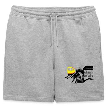 le petit train jaune - Short de survêtement homme premium - gris chiné - Devant - AI Model Male 178 light (178cm)